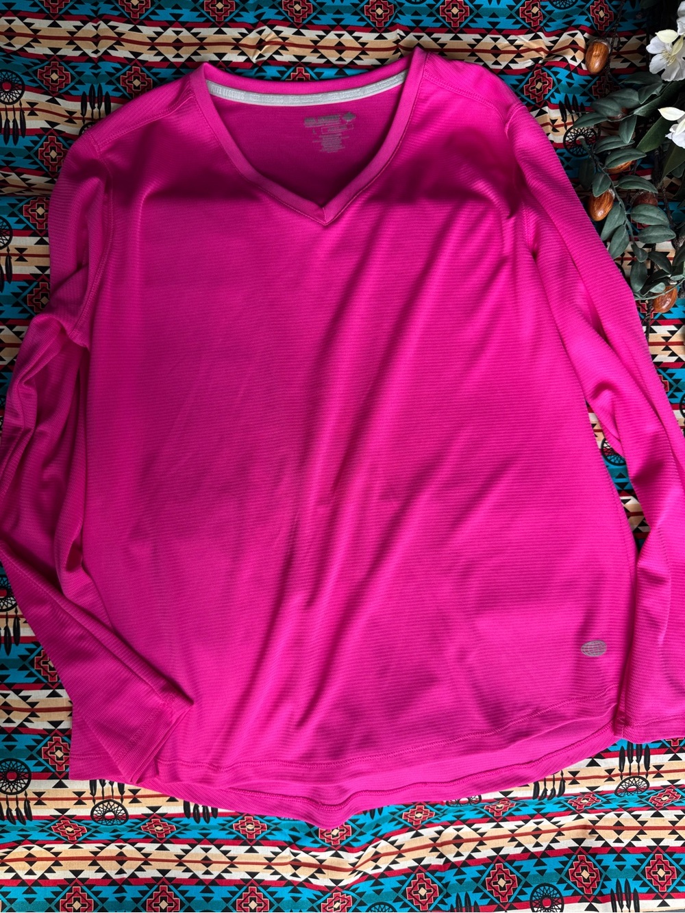 Reel Legends Women's V-Neck Long Sleeve Top - Hot Pink